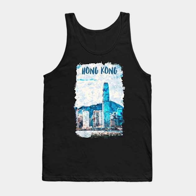 Hong Kong China city watercolor Tank Top by NeedsFulfilled